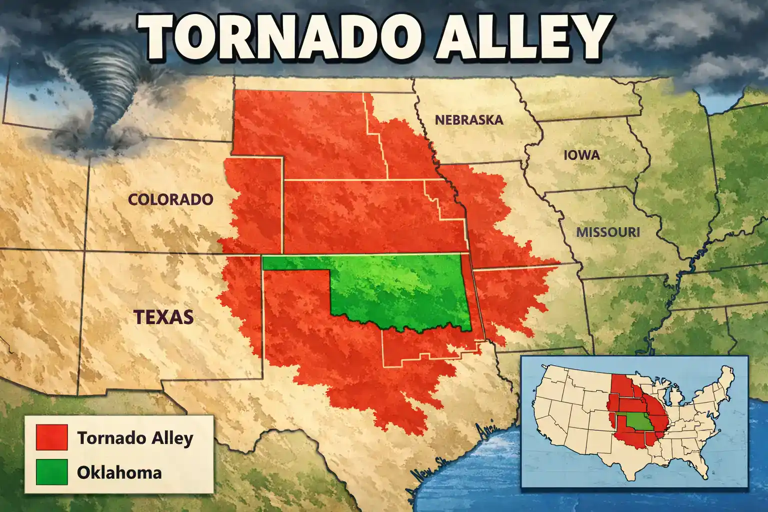 A map of tornado alley