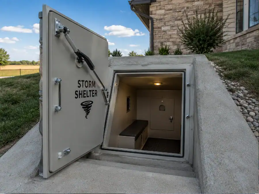 Storm shelter at home entrance