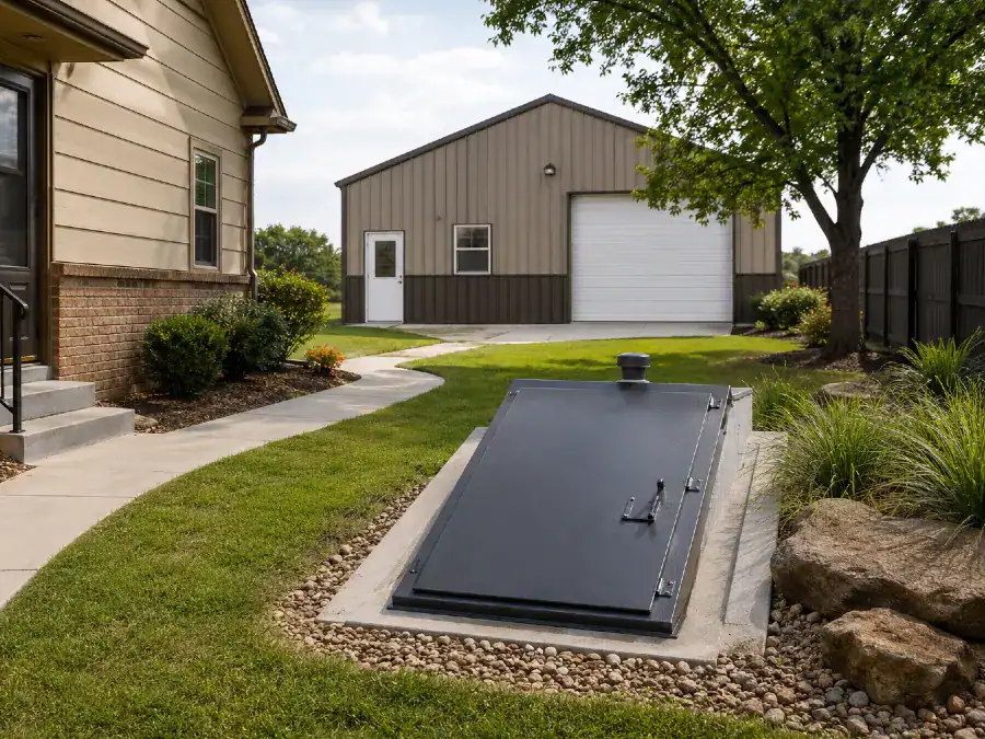 Storm shelter placed outside
