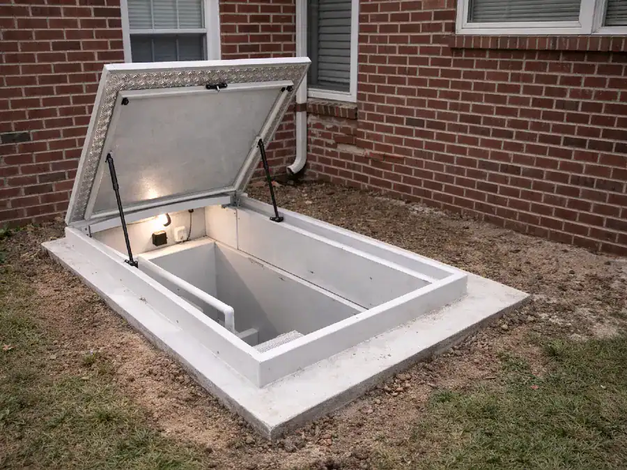 newly installed storm shelter